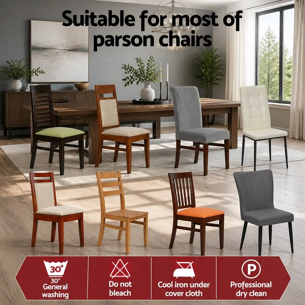 Dining Chair Slipcovers Set of 4 Grey Stretchable Removable Spandex for Standard Size Dining Room Chairs