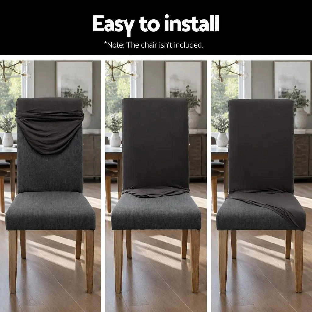 Dining Chair Slipcovers Set of 4 Grey Stretchable Removable Spandex for Standard Size Dining Room Chairs