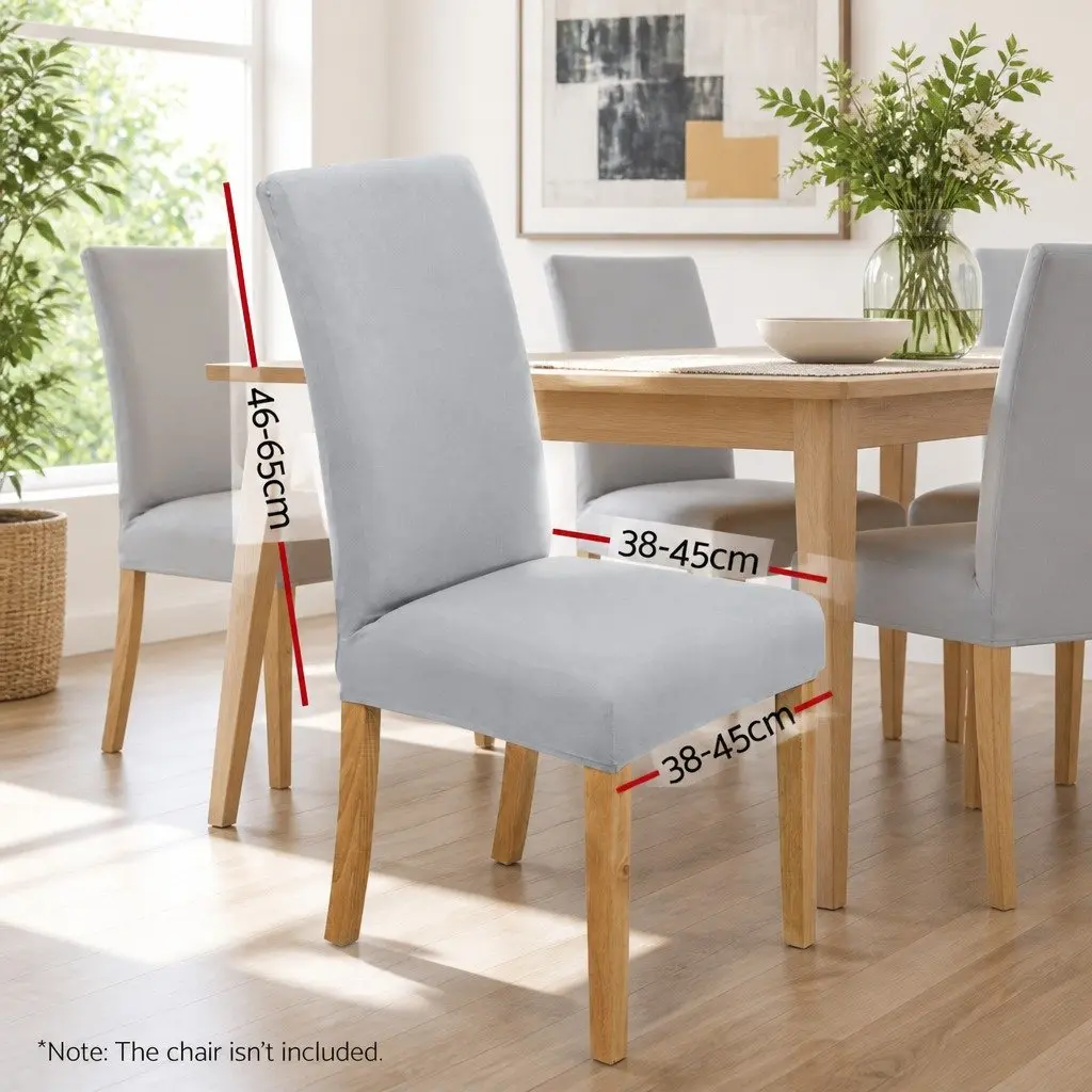 Dining Chair Slipcovers Stretchable Grey Fabric 4 Pieces Removable for Banquets Events
