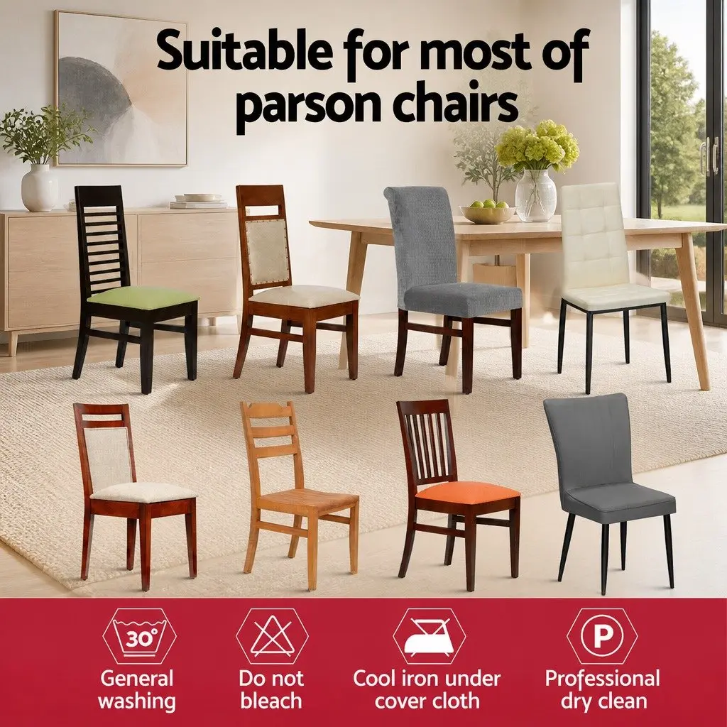 Dining Chair Slipcovers Stretchable Grey Fabric 4 Pieces Removable for Banquets Events