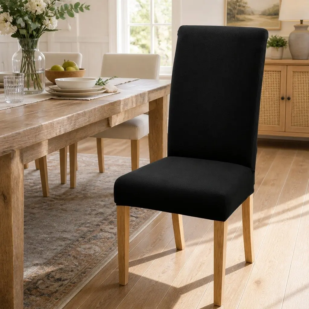 Dining Chair Covers Spandex Stretch Black 6 Piece