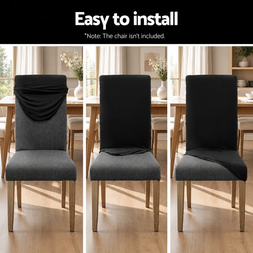 Dining Chair Covers Spandex Stretch Black 6 Piece
