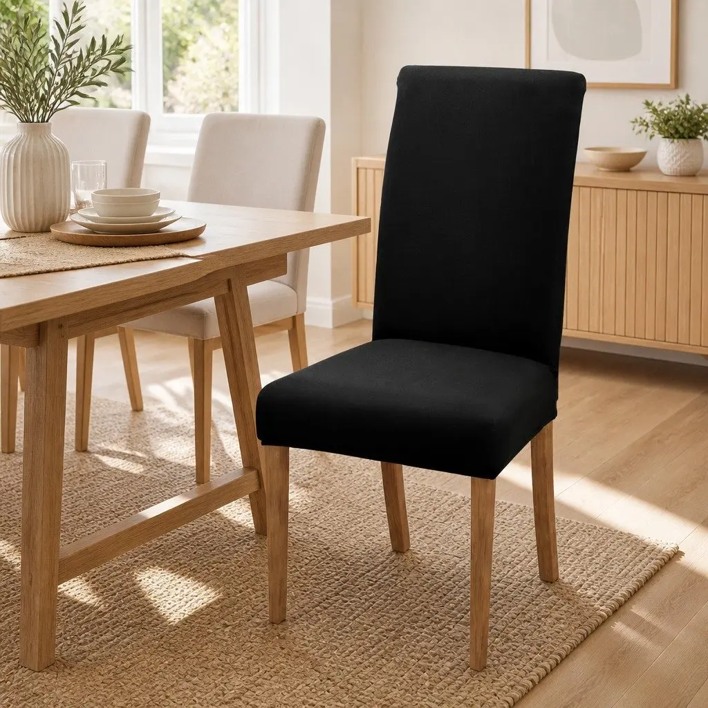Dining Chair Covers Spandex Stretch Black 6 Piece