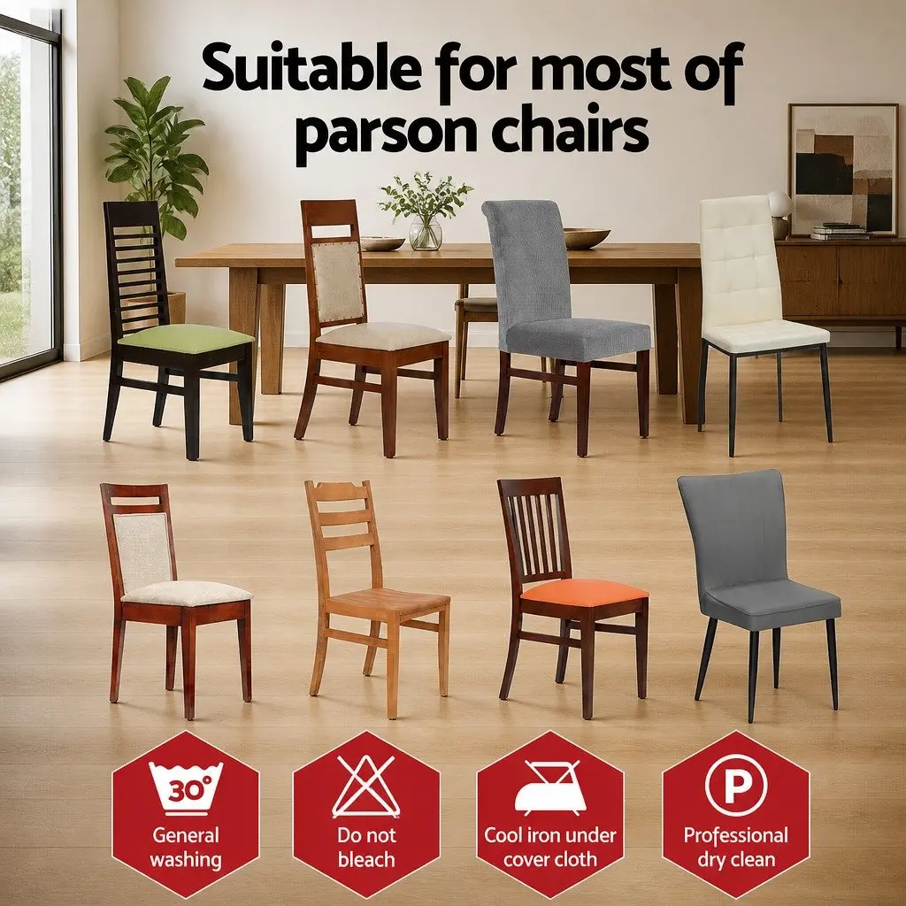 Stretch Slipcovers Grey Dining Chair Covers 6 Pack Spandex Removable Stretchable Fabric