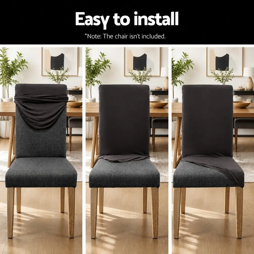 Stretch Slipcovers Grey Dining Chair Covers 6 Pack Spandex Removable Stretchable Fabric