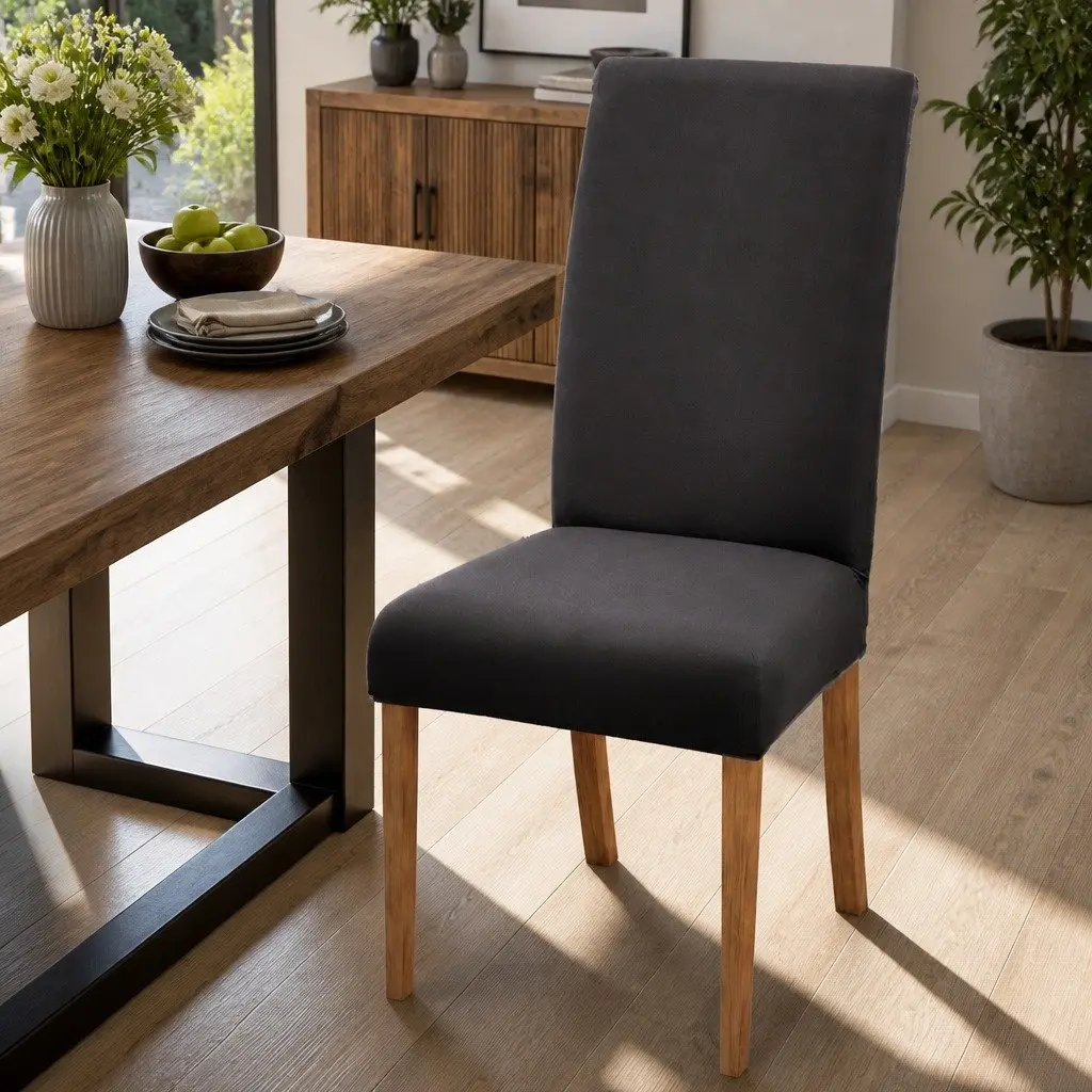Stretch Slipcovers Grey Dining Chair Covers 6 Pack Spandex Removable Stretchable Fabric