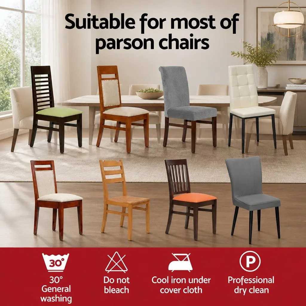 Dining Chair Slipcovers 6 Piece Stretchable Spandex Grey Removable