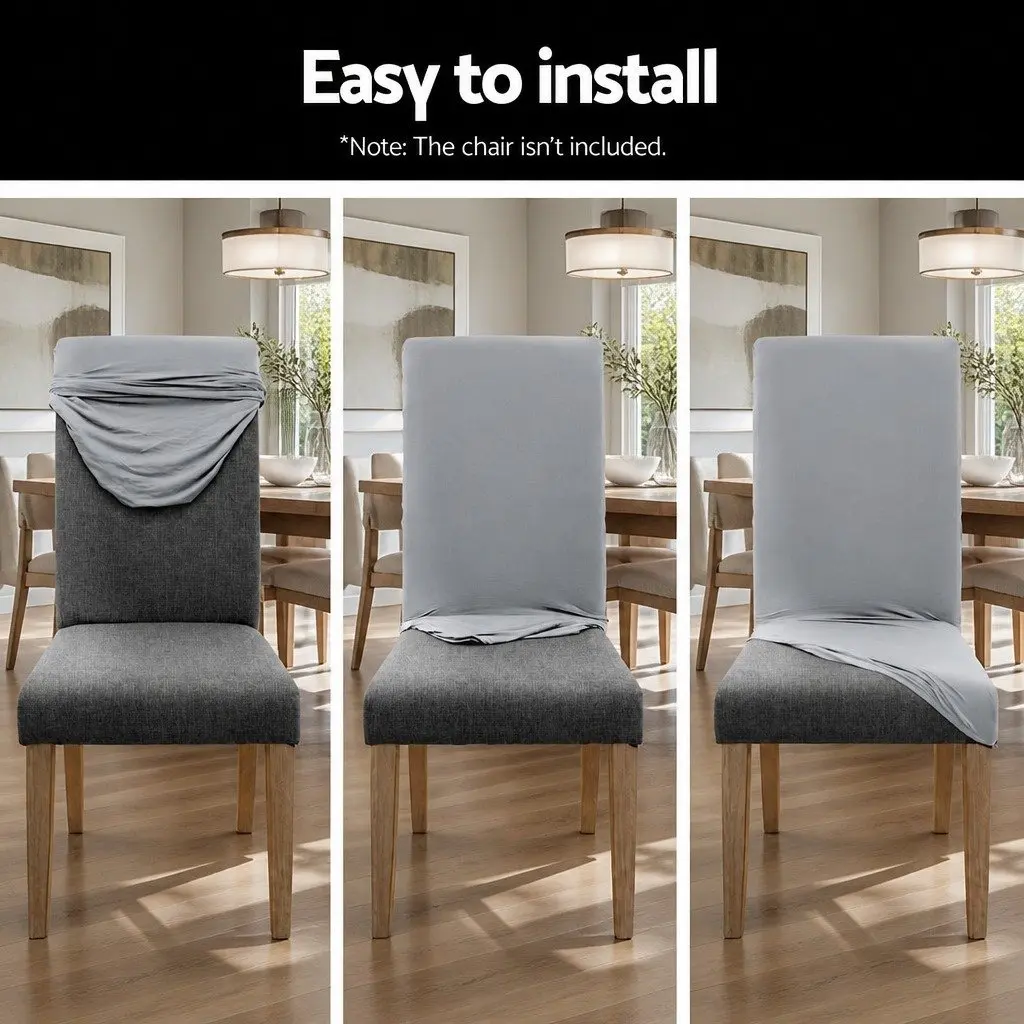 Dining Chair Slipcovers 6 Piece Stretchable Spandex Grey Removable