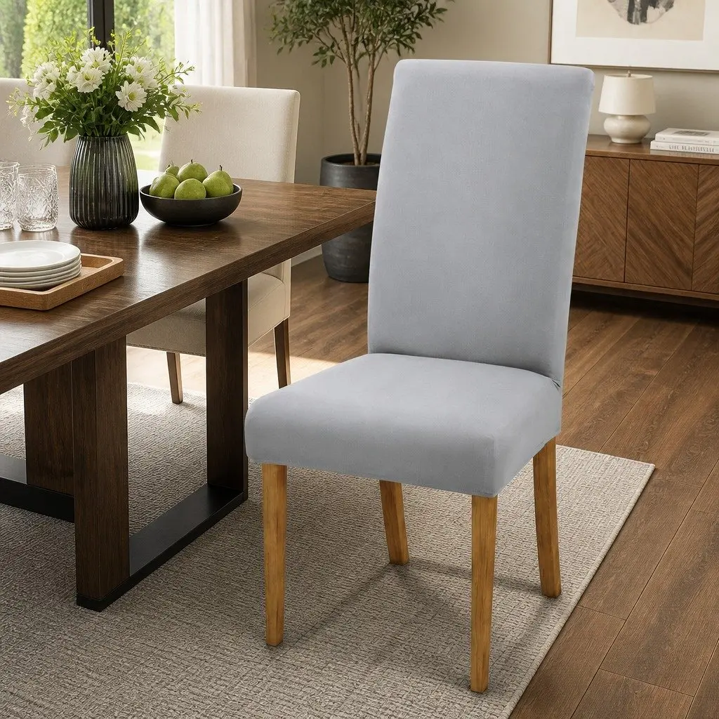 Dining Chair Slipcovers 6 Piece Stretchable Spandex Grey Removable