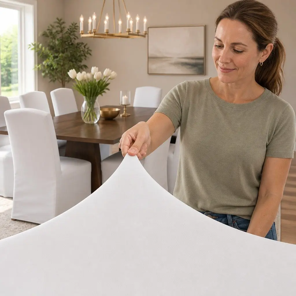 Dining Chair Slipcovers 6 Pack Stretchable Spandex Smooth Fabric White