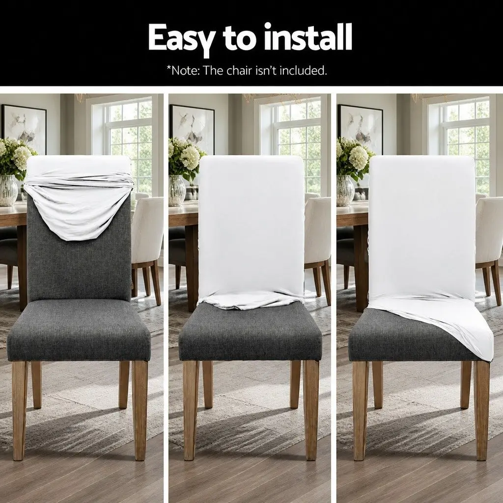 Dining Chair Slipcovers 6 Pack Stretchable Spandex Smooth Fabric White