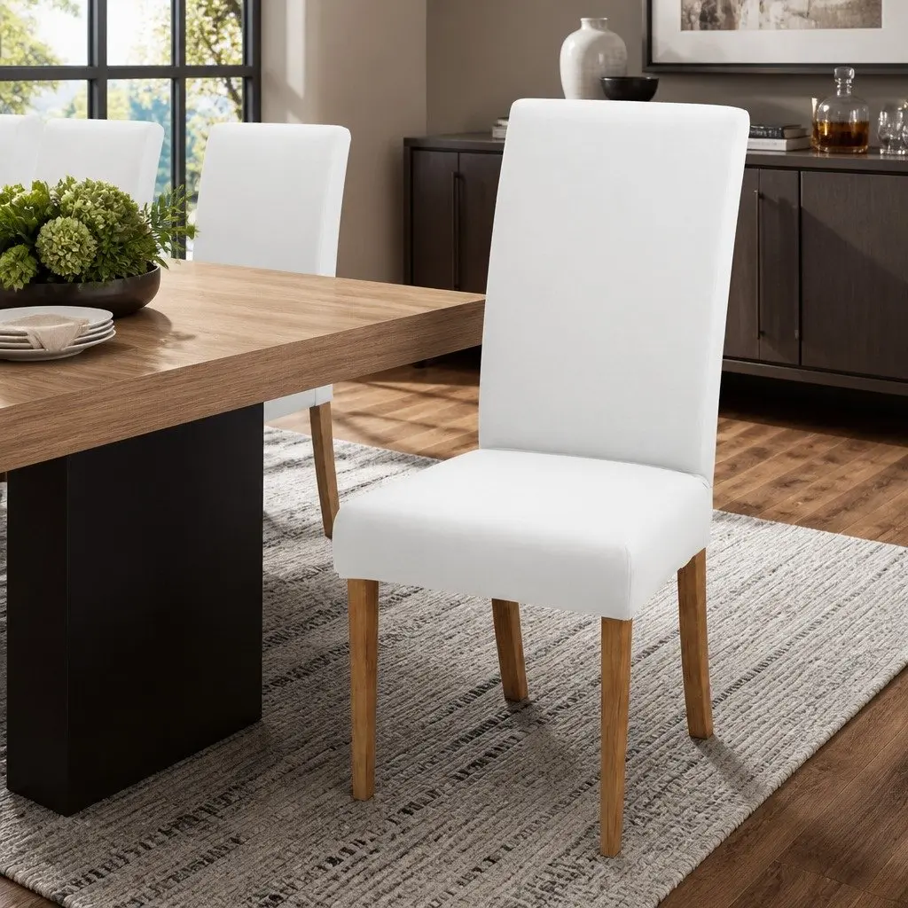 Dining Chair Slipcovers 6 Pack Stretchable Spandex Smooth Fabric White
