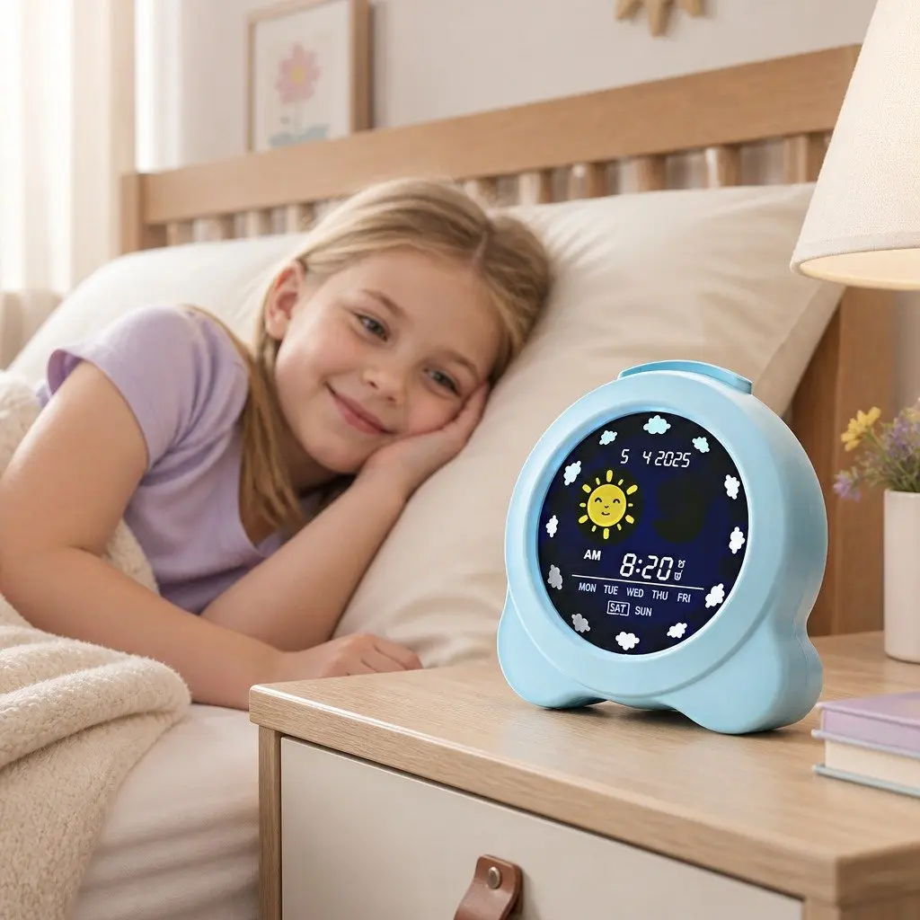 Digital Day Clock LCD Display 3.8 Inch Blue ABS Plastic