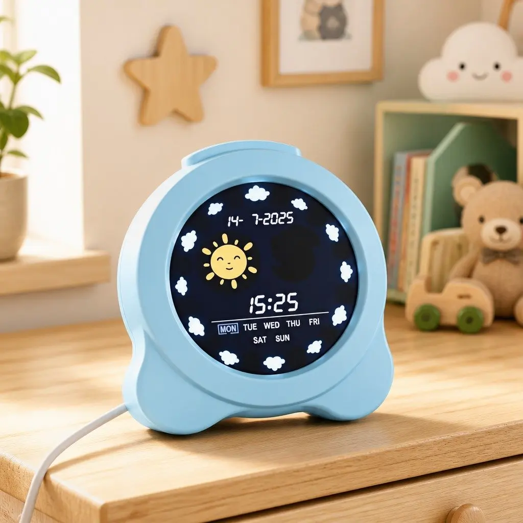 Digital Day Clock LCD Display 3.8 Inch Blue ABS Plastic