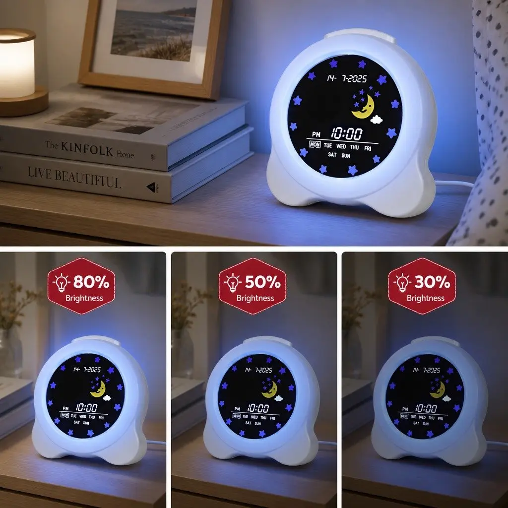 Digital Day Clock LCD Display 3.8 Inch White