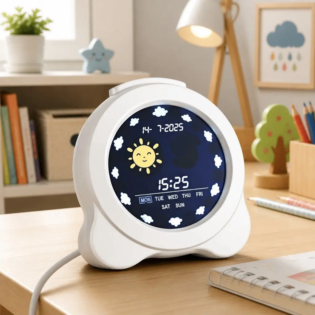 Digital Day Clock LCD Display 3.8 Inch White