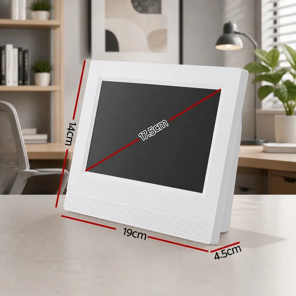 Digital Day Clock LCD Display 7 Inch White Desk Clock