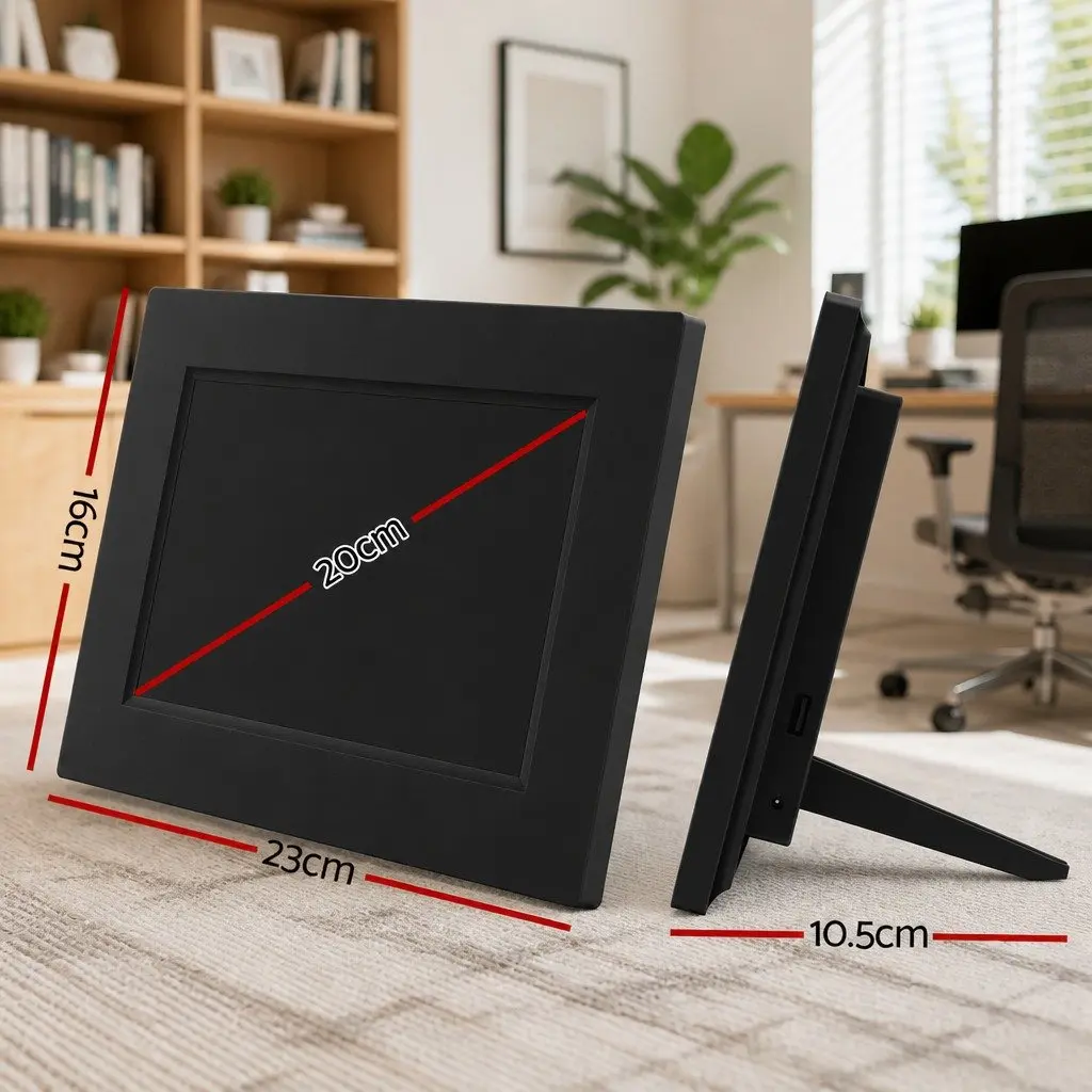 Digital Day Clock LCD Display 8 Inch Black Desk Wall Mount