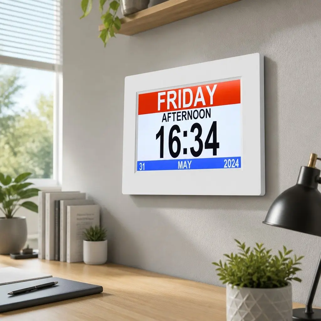 Digital Day Clock 8 Inch LCD Desk Wall Mount Alarm Calendar Large Display