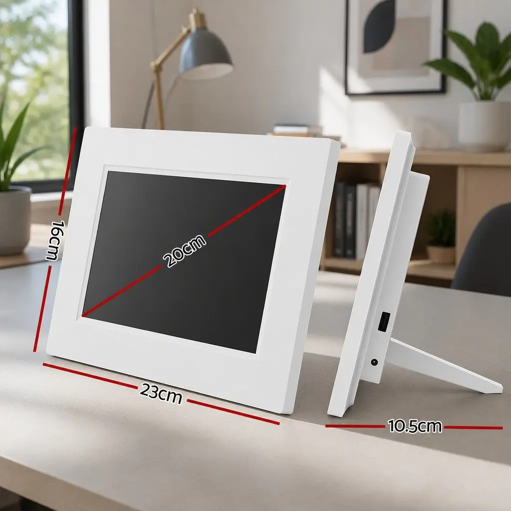Digital Day Clock LCD 8 Inch White Desk Wall Mount Large Display