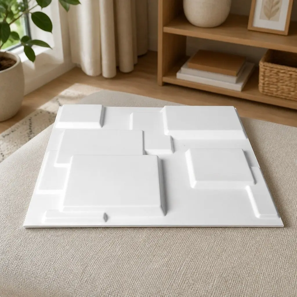 3D Wall Panels PVC 50x50cm Matte White 12 Piece Set DIY Home Interior Decoration Embossed