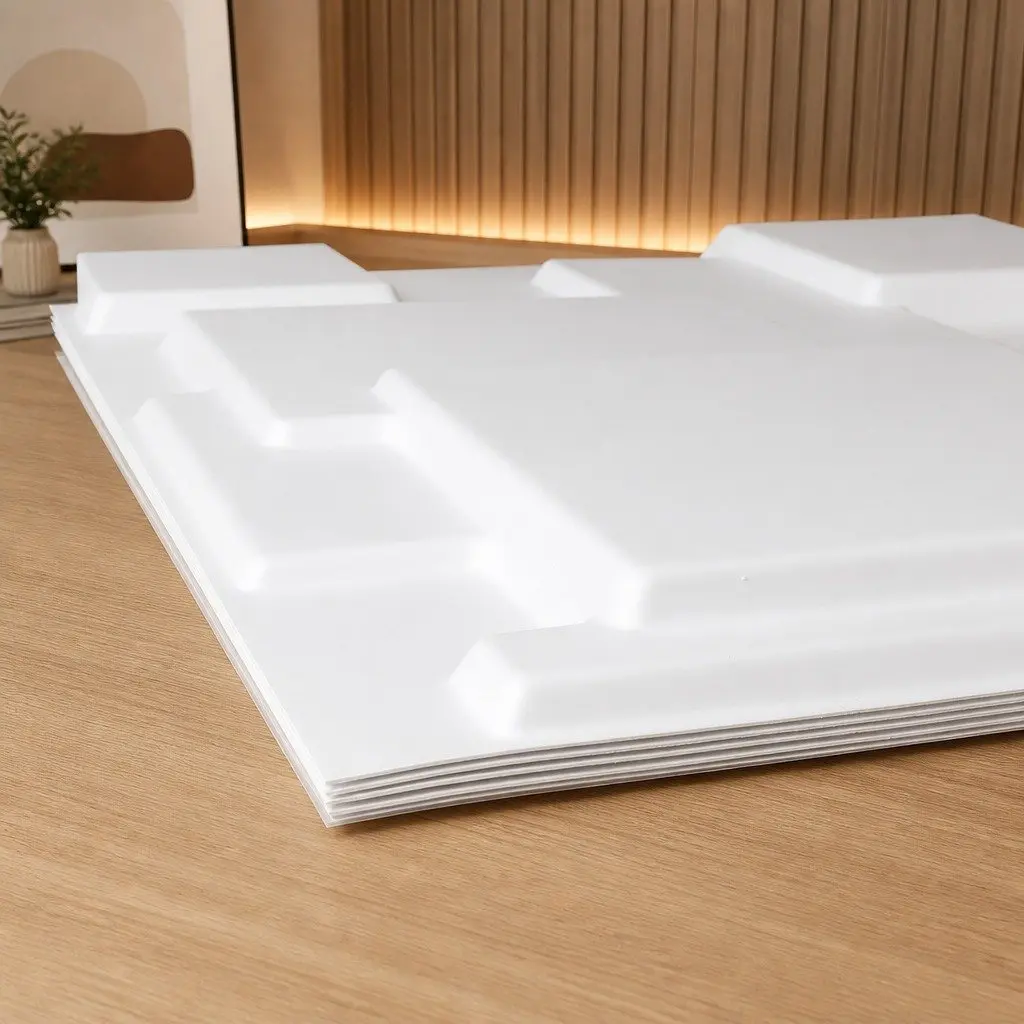 3D Wall Panels PVC 50x50cm Matte White 12 Piece Set DIY Home Interior Decoration Embossed
