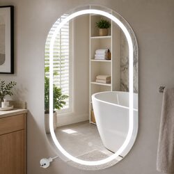 Versatile Oval LED Wall Mirror for Various Home Uses