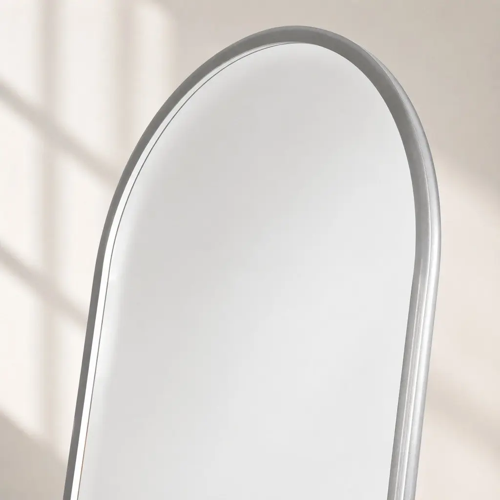 Full Length Arch Mirror Adjustable Angle 165cm Silver Aluminum Alloy Frame