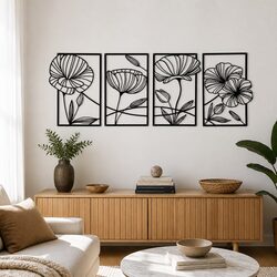 4 Metal Floral Art Pieces for Versatile Home Display