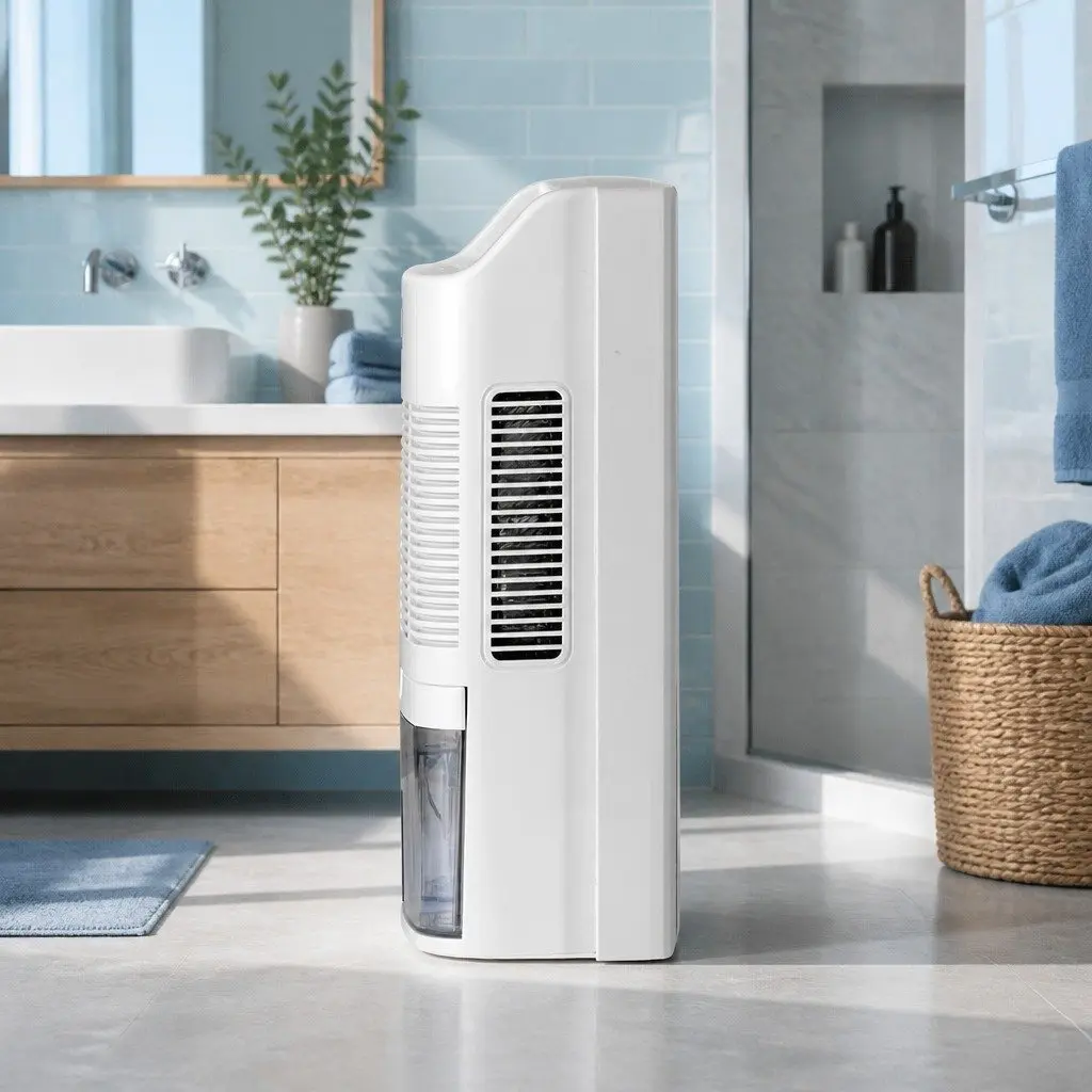 Dehumidifier and Air Purifier White 2L Capacity Quiet Operation with Remote Control and Continuous Drainage Option