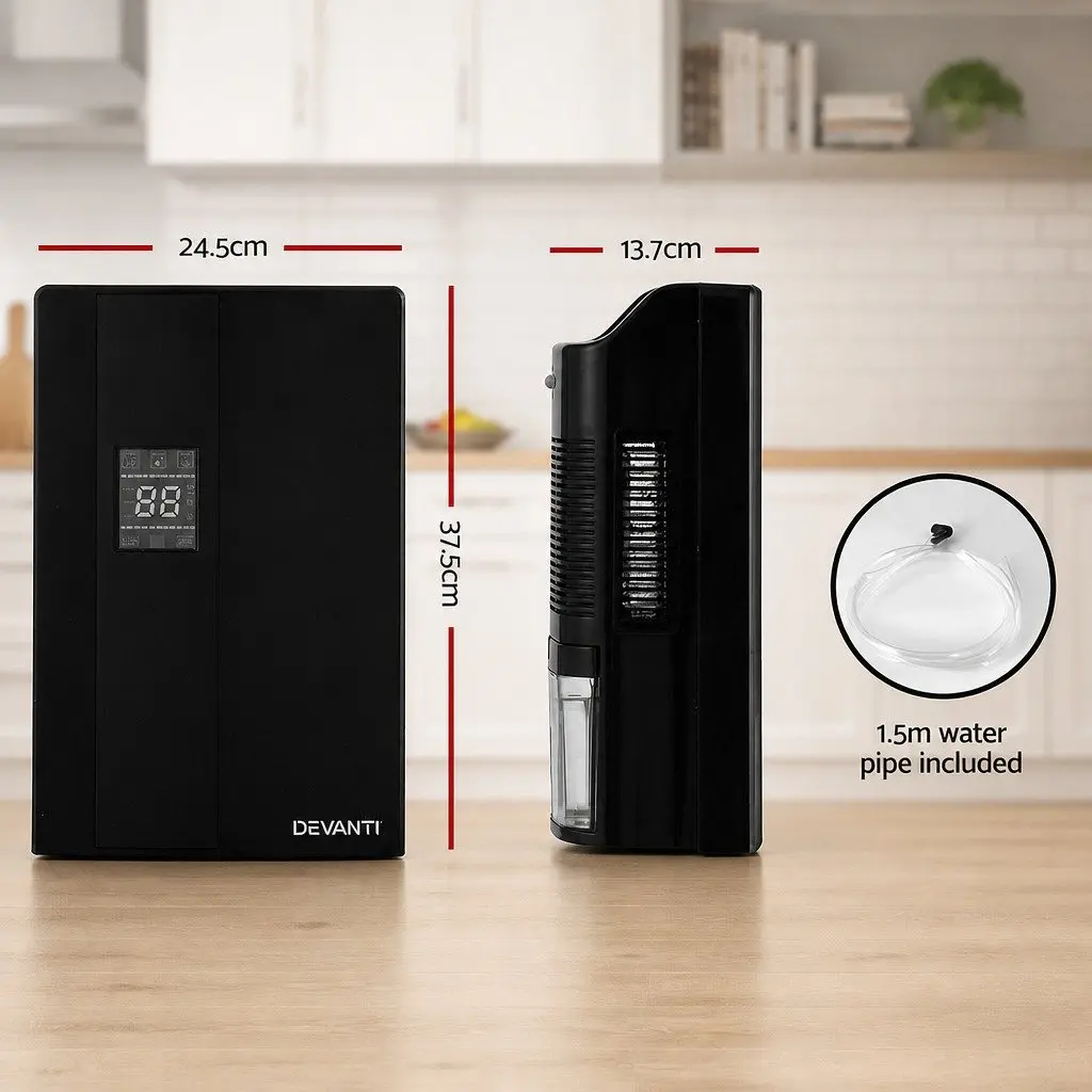 Dehumidifier Air Purifier 2L Water Tank Black Quiet Remote Control Timer
