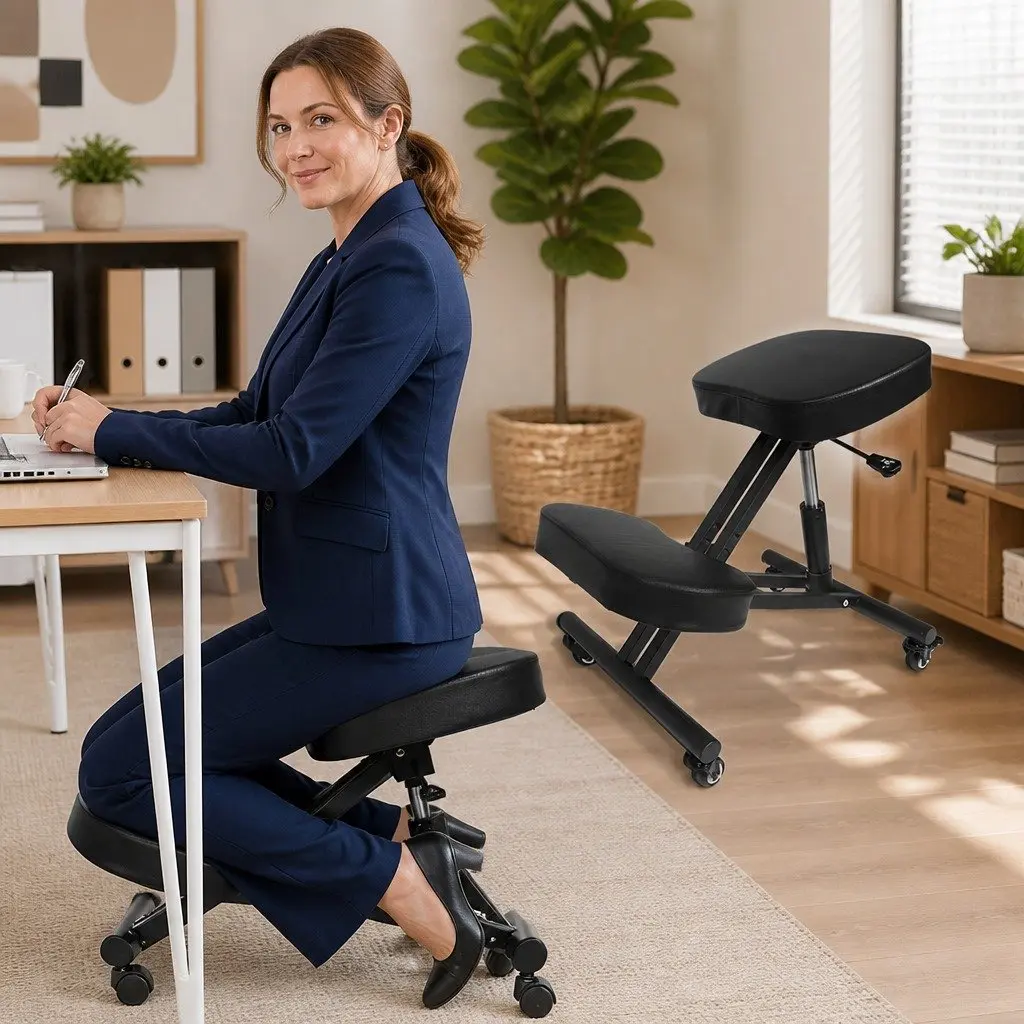 Kneeling Chair Ergonomic Office Computer Posture Seat Padded Knee Mat Black