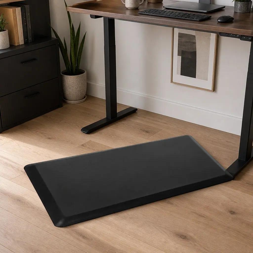 Standing Mat Comfort Foam Non-Slip Waterproof 51x99cm Black Kitchen Office