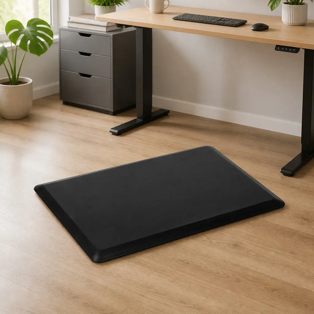 Anti Fatigue Mat PVC 50x80cm Black Bevelled Edge