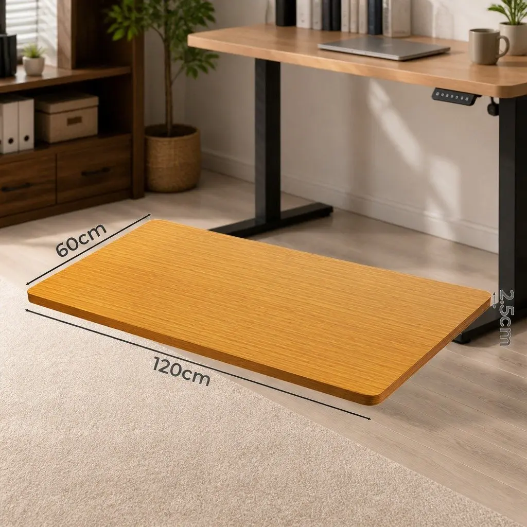 Desktop Table Top MDF Veneer Natural 120cm x 60cm Adjustable Motorised Office
