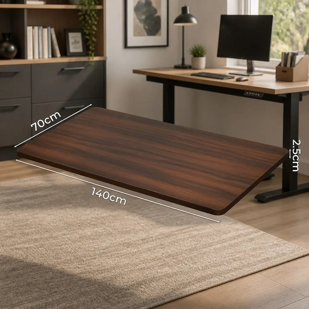 Desktop Table Top Walnut 140x70cm Particle Board Adjustable Motorised Desk Frame Compatible Smooth Anti Scratch Surface