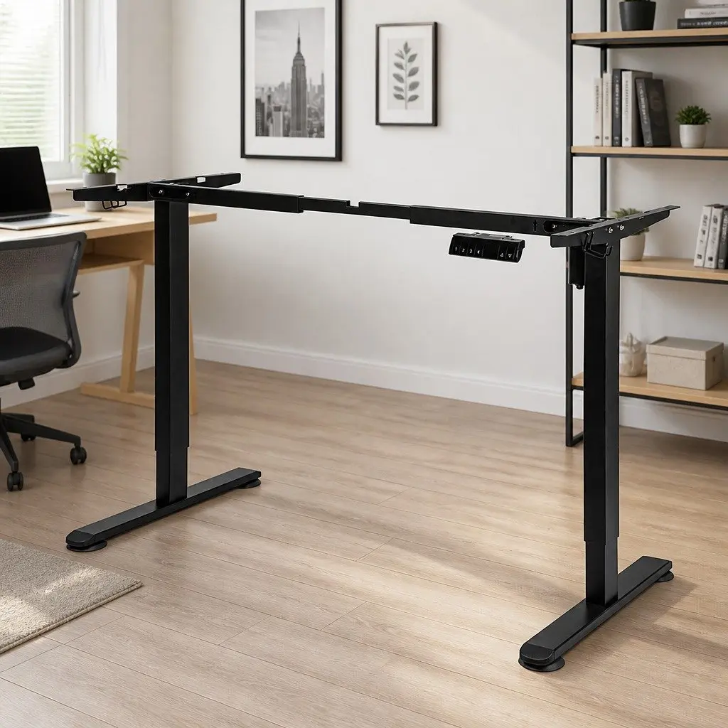 Height Adjustable Electric Desk Frame Motorised Black Office Workstation