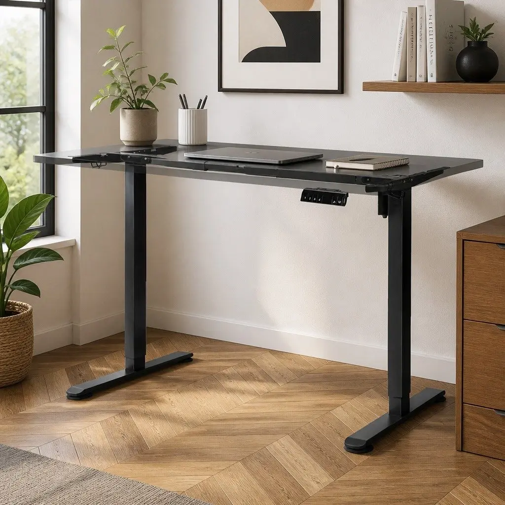 Height Adjustable Electric Desk Frame Motorised Black Office Workstation