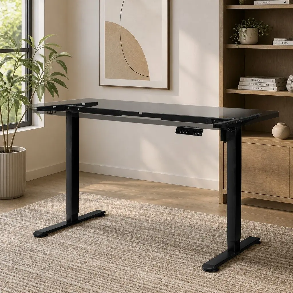Height Adjustable Electric Desk Frame Motorised Black Office Workstation