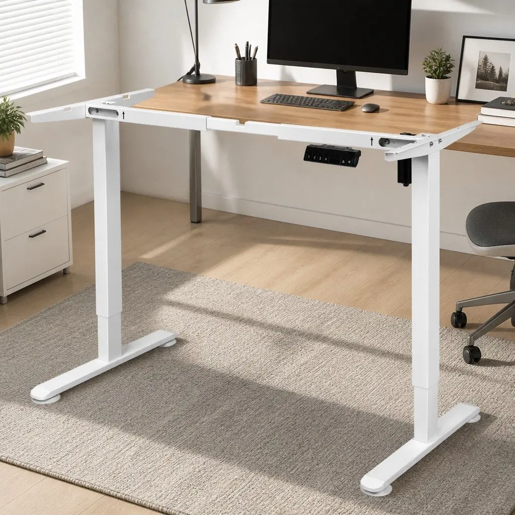 Motorised Standing Desk Frame Steel Height Adjustable White