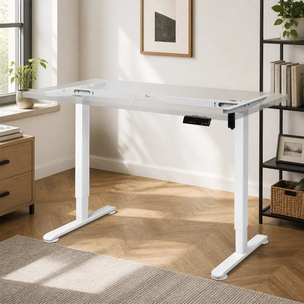 Motorised Standing Desk Frame Steel Height Adjustable White