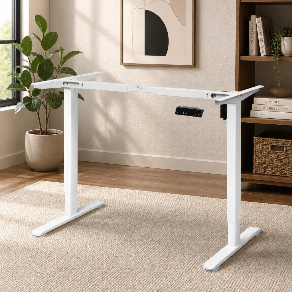 Motorised Standing Desk Frame Steel Height Adjustable White