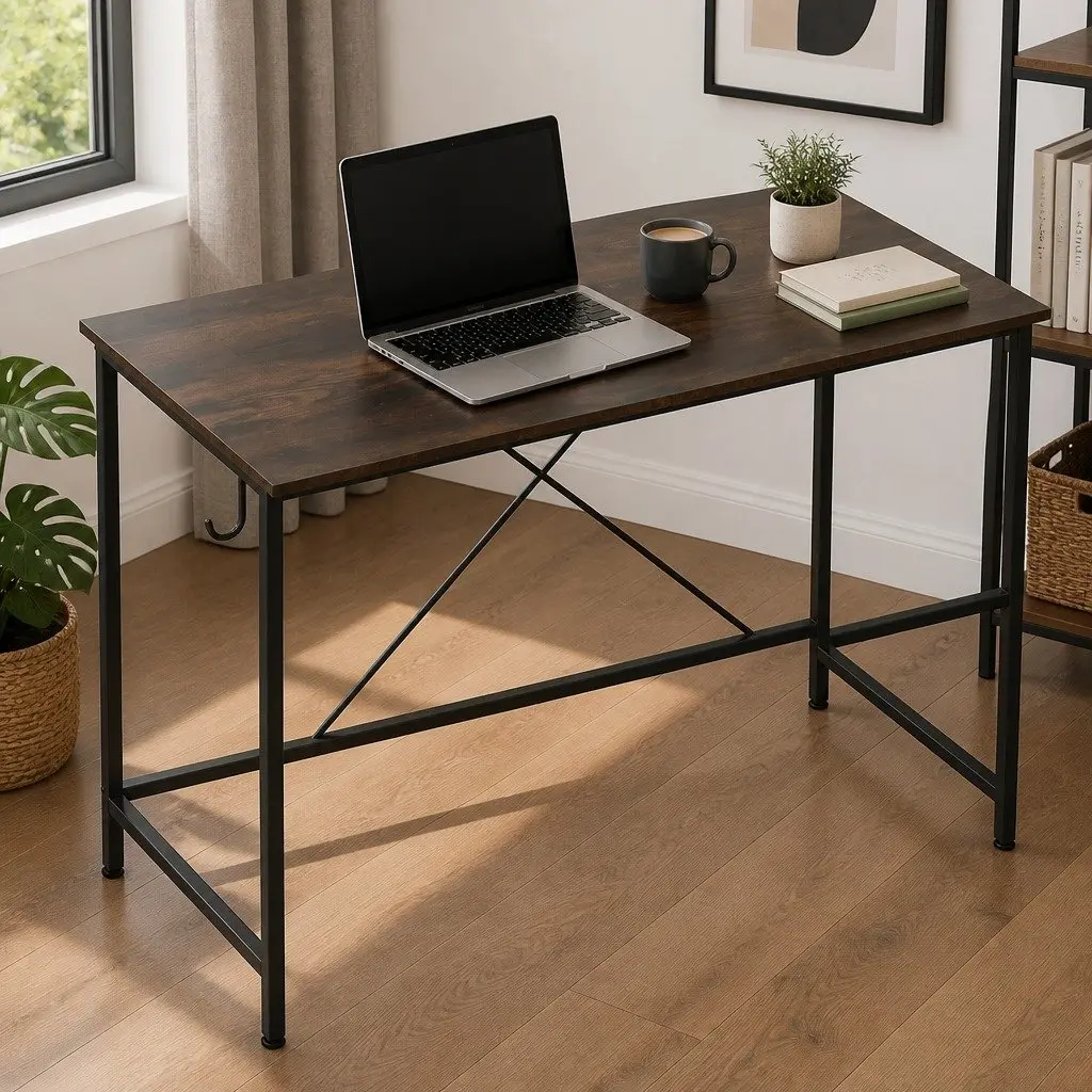 L-Shaped Corner Computer Desk Particle Board Brown 169cm x 120cm with Monitor Stand and CPU Storage
