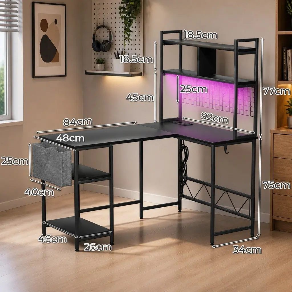 L Shaped Gaming Desk with Storage Options