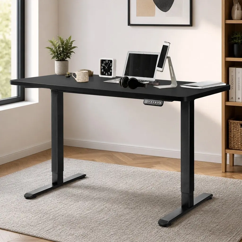 Motorised Standing Desk Adjustable 120cm x 60cm Black Electric Height Sit Stand