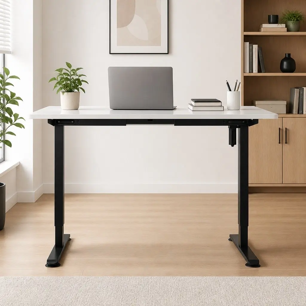 Motorised Standing Desk Adjustable Height 140cm White Electric Office
