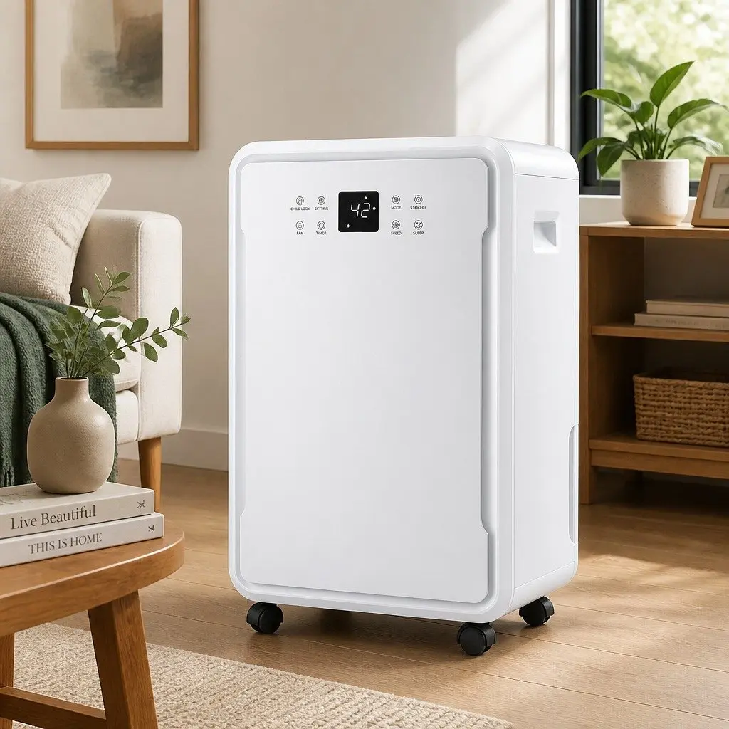 Dehumidifier Large Room 50L Daily White 44cm x 29cm x 74cm Tank Laundry Mode Timer