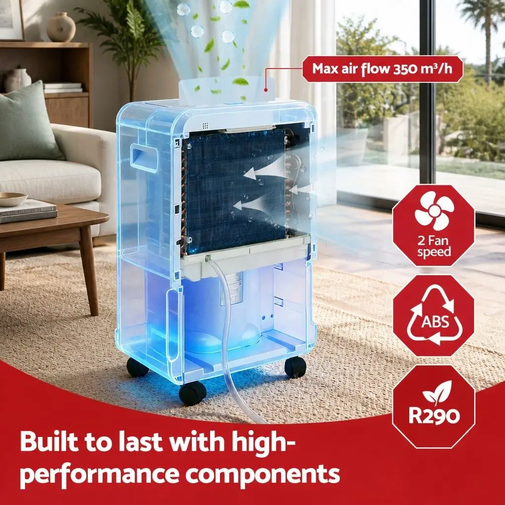 70L/Day Dehumidifier with 8.5L Water Tank Large Space Moisture Absorber White