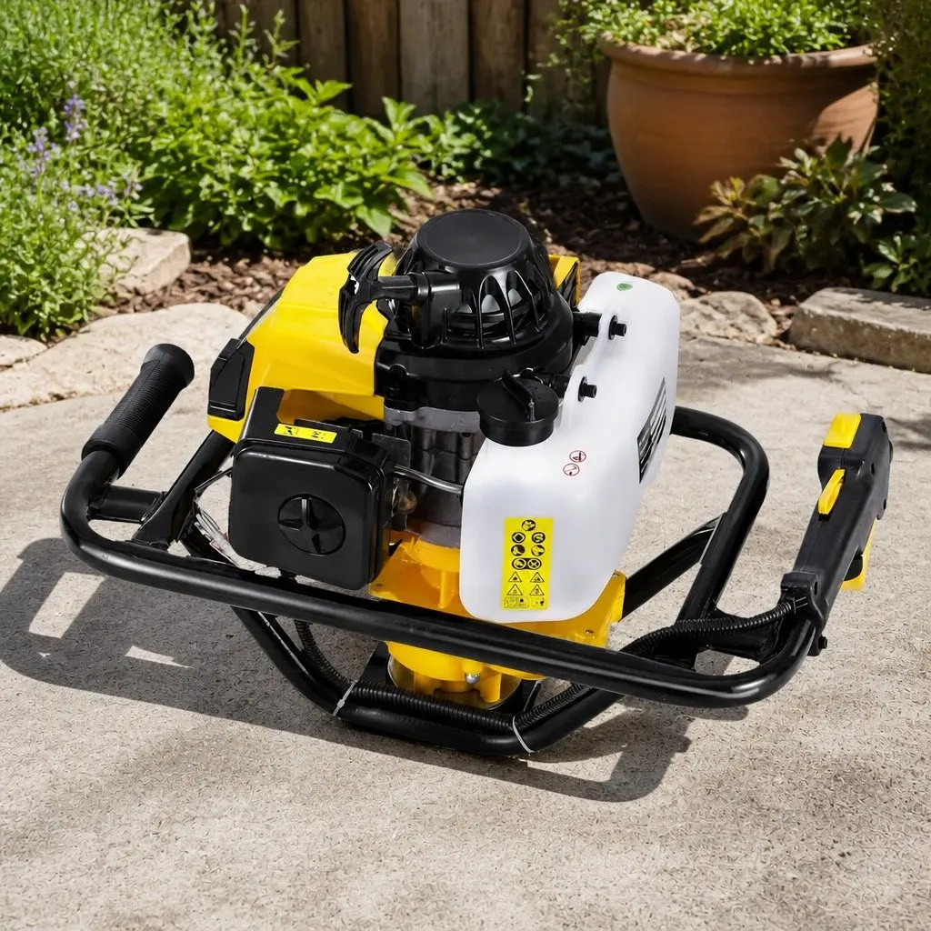Post Hole Digger Petrol Engine 63CC Heavy Duty Yellow 2-Stroke Single Cylinder for Drilling and Ground Boring Tasks