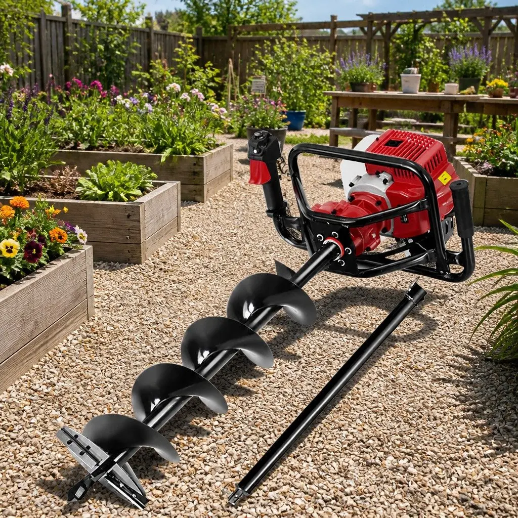 Post Hole Digger 65cc Petrol Petrol Auger Borer Extension Bits Ground Drilling